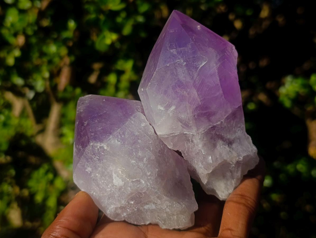 Polished Jacaranda Amethyst Single Crystals x 6 From Mumbwa, Zambia - Toprock Gemstones and Minerals 