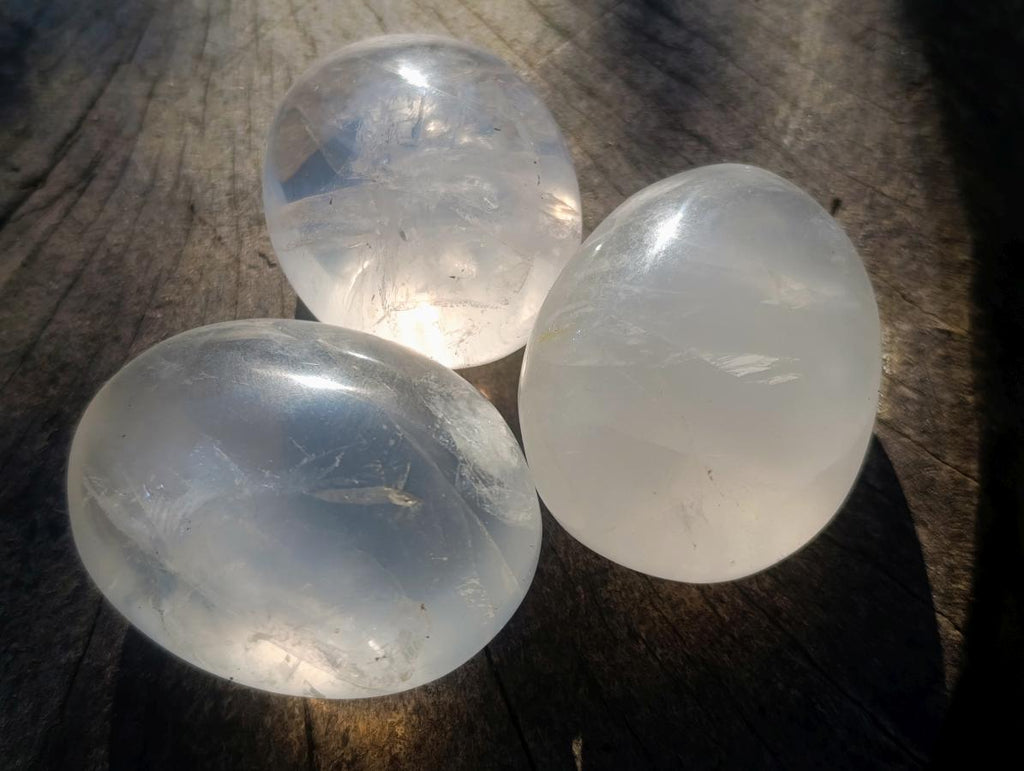 Polished Girasol Pearl Quartz Palm Stones x 20 From Ambatondrazaka, Madagascar - Toprock Gemstones and Minerals 