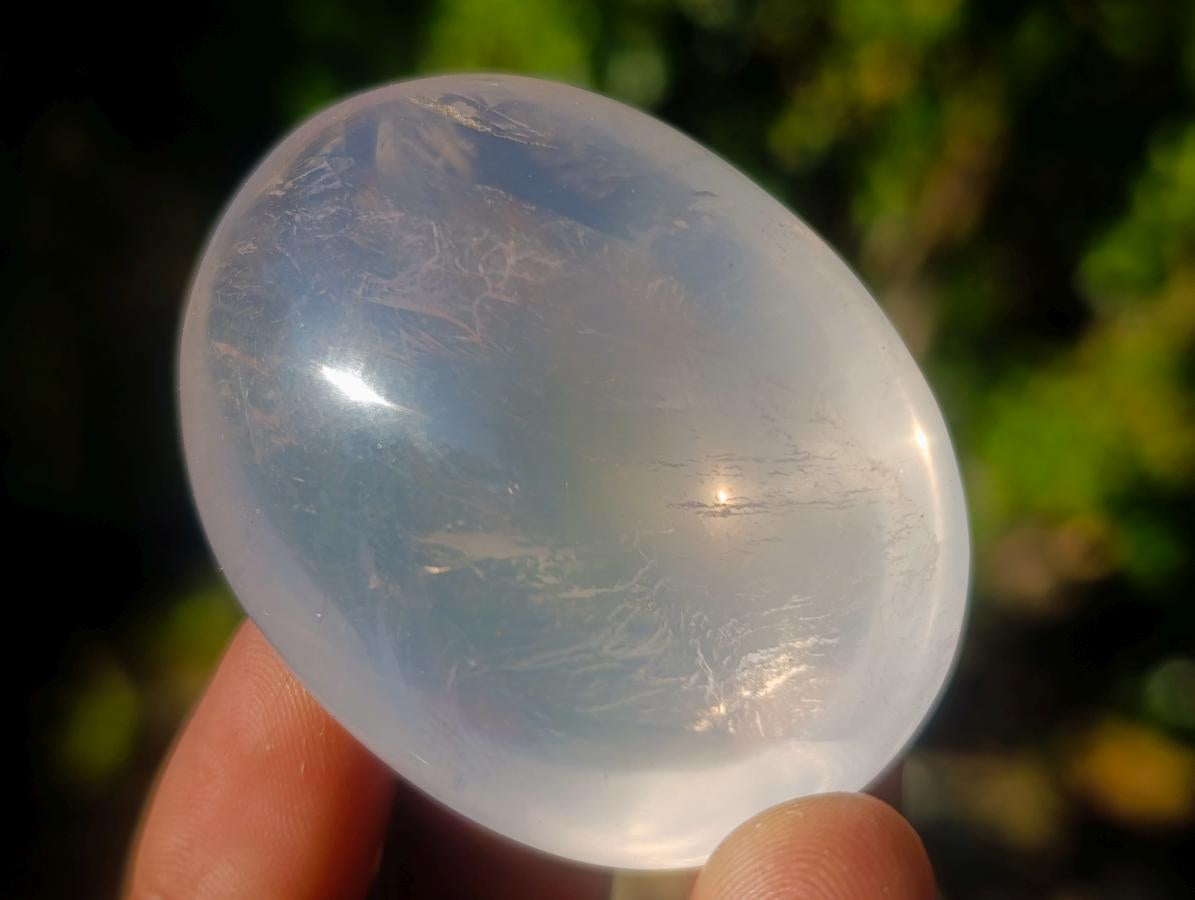 Polished Girasol Pearl Quartz Palm Stones x 20 From Ambatondrazaka, Madagascar