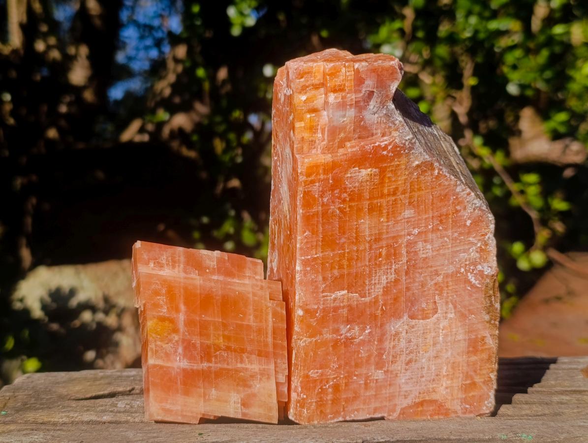 Natural Rhombohedral Sunset Orange Calcite Specimens x 4 From Spitzkop, Namibia