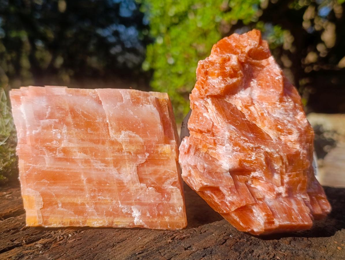 Natural Rhombohedral Sunset Orange Calcite Specimens x 4 From Spitzkop, Namibia
