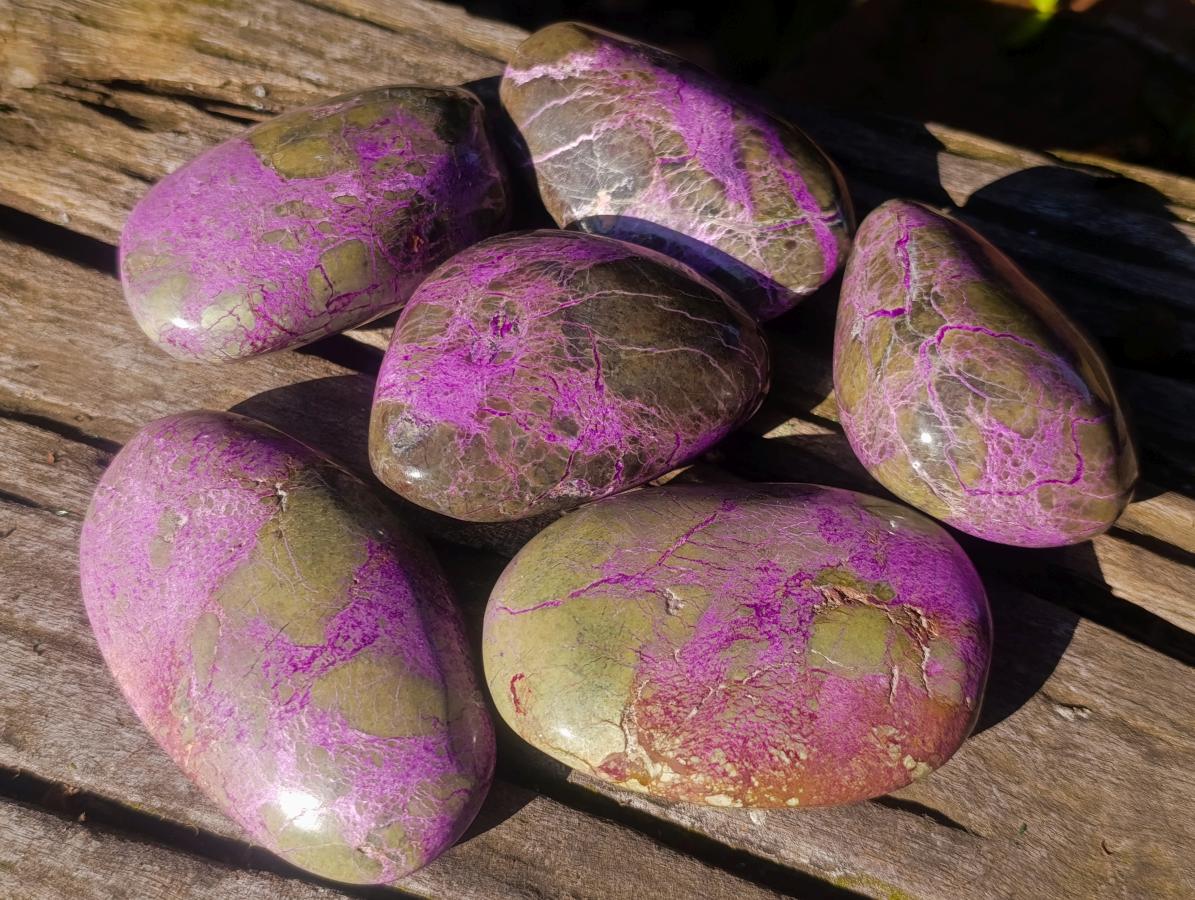 Polished Stichtite Free Forms x 6 From Barberton, South Africa - Toprock Gemstones and Minerals 