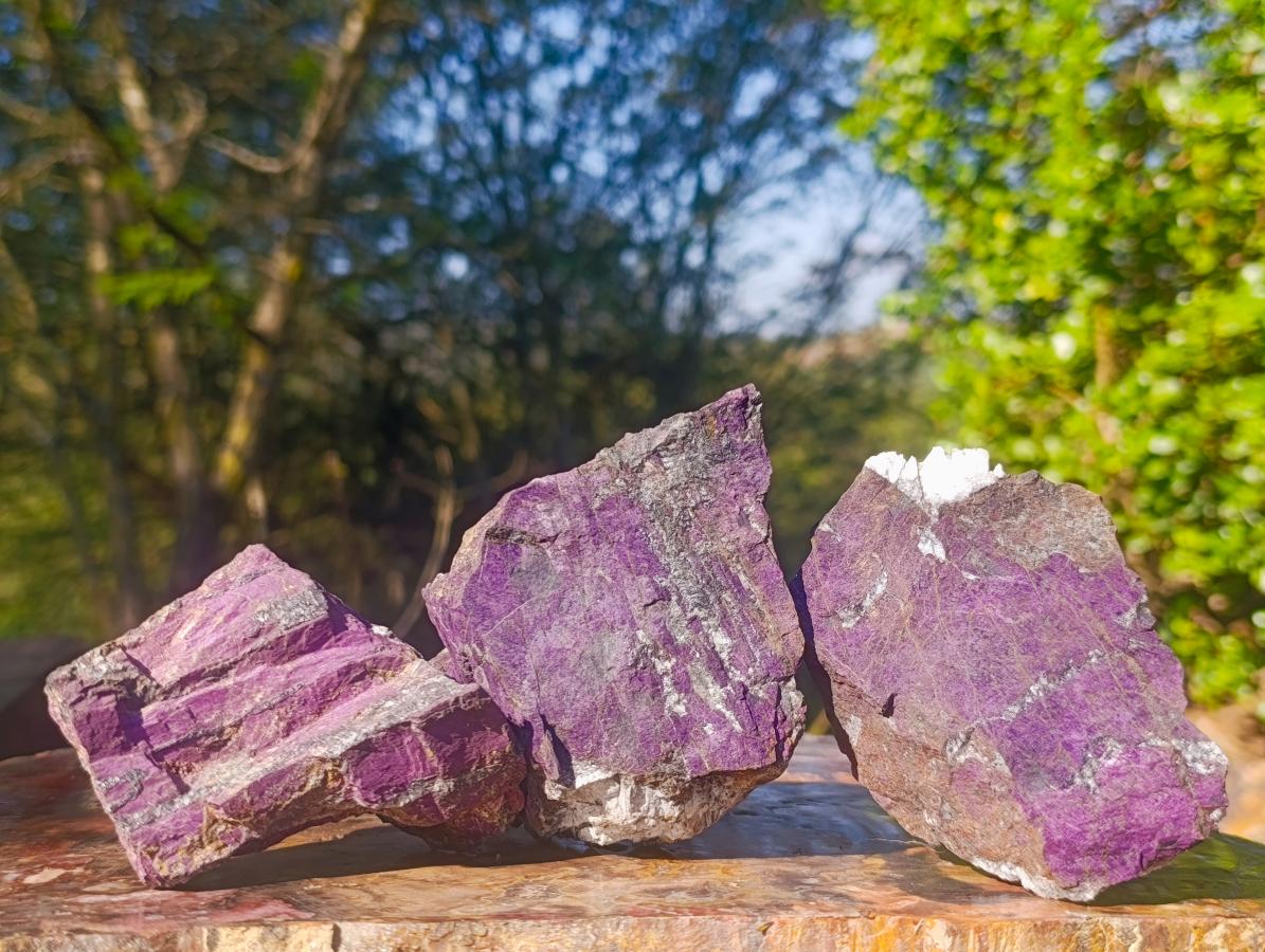 Natural Metallic Cobbed Purpurite Specimens x 12 From Erongo, Namibia