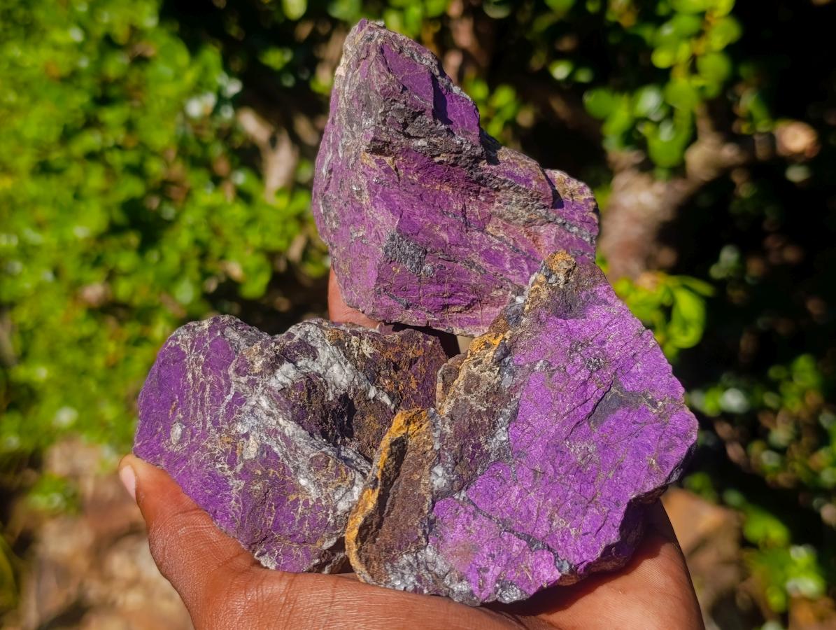 Natural Metallic Cobbed Purpurite Specimens x 12 From Erongo, Namibia