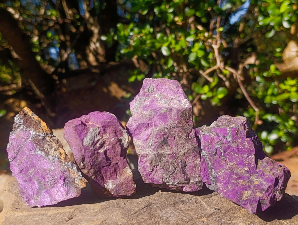 Natural Metallic Cobbed Purpurite Specimens x 12 From Erongo, Namibia
