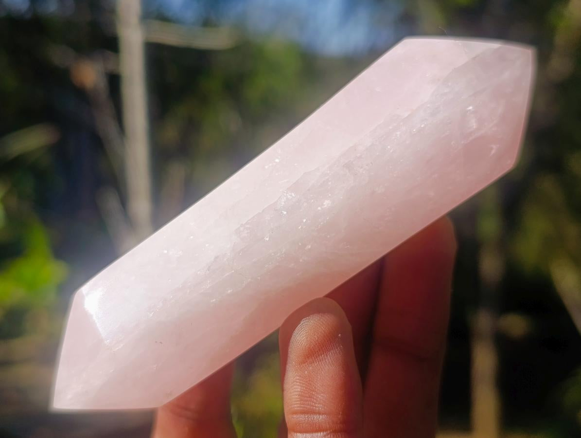 Polished Double Terminated Gemmy Rose Quartz Crystals x 12 From Madagascar - Toprock Gemstones and Minerals 