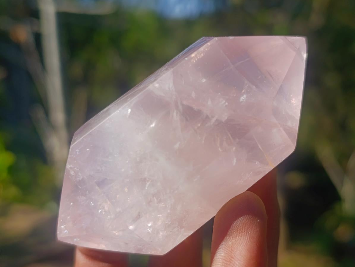 Polished Double Terminated Gemmy Rose Quartz Crystals x 12 From Madagascar