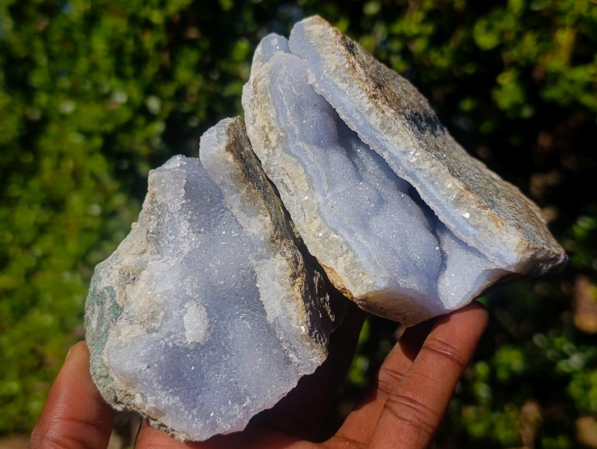Natural Blue Lace Agate Geode Specimens x 6 From Nsanje, Malawi - Toprock Gemstones and Minerals 