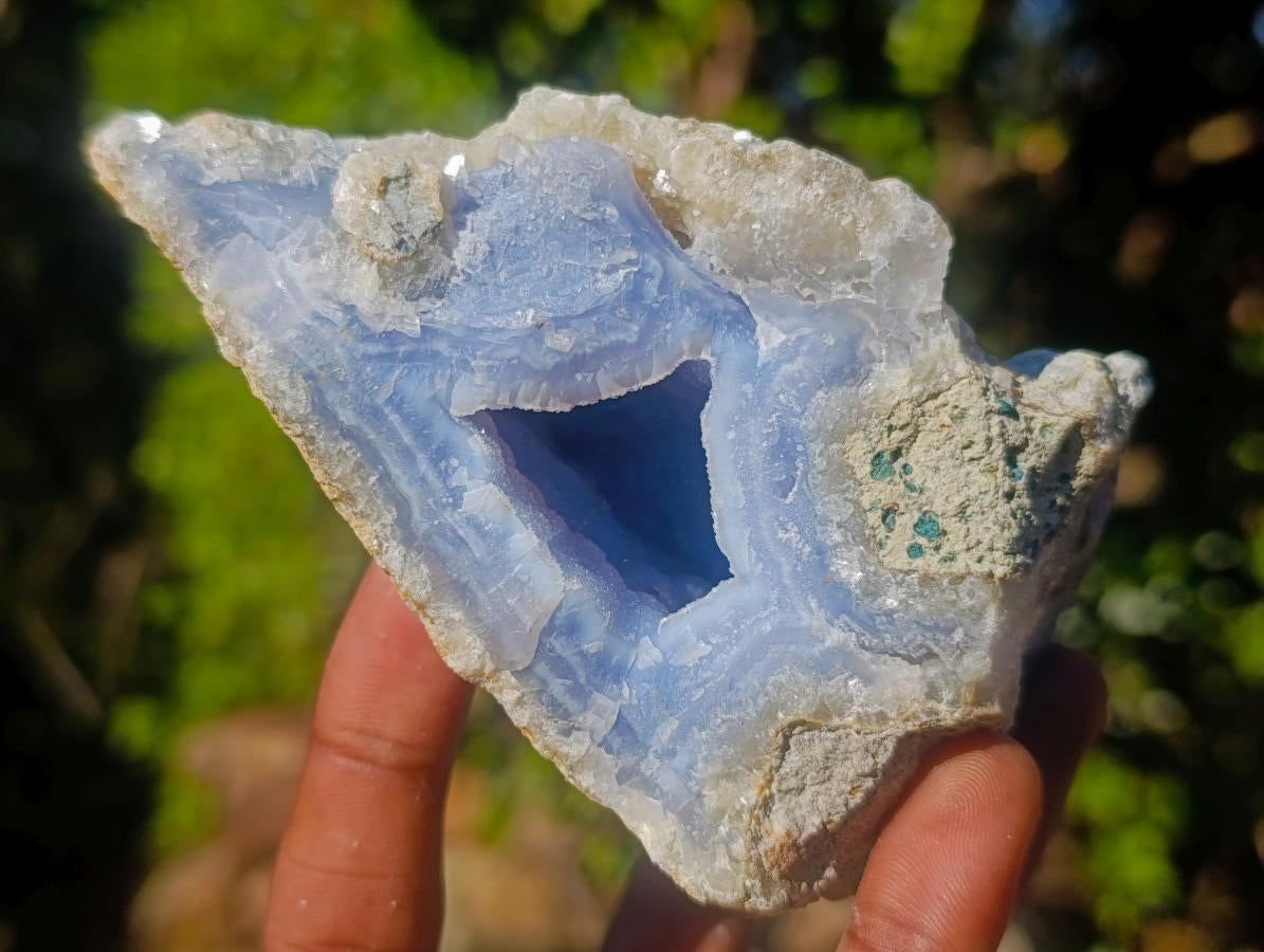 Natural Blue Lace Agate Geode Specimens x 6 From Nsanje, Malawi