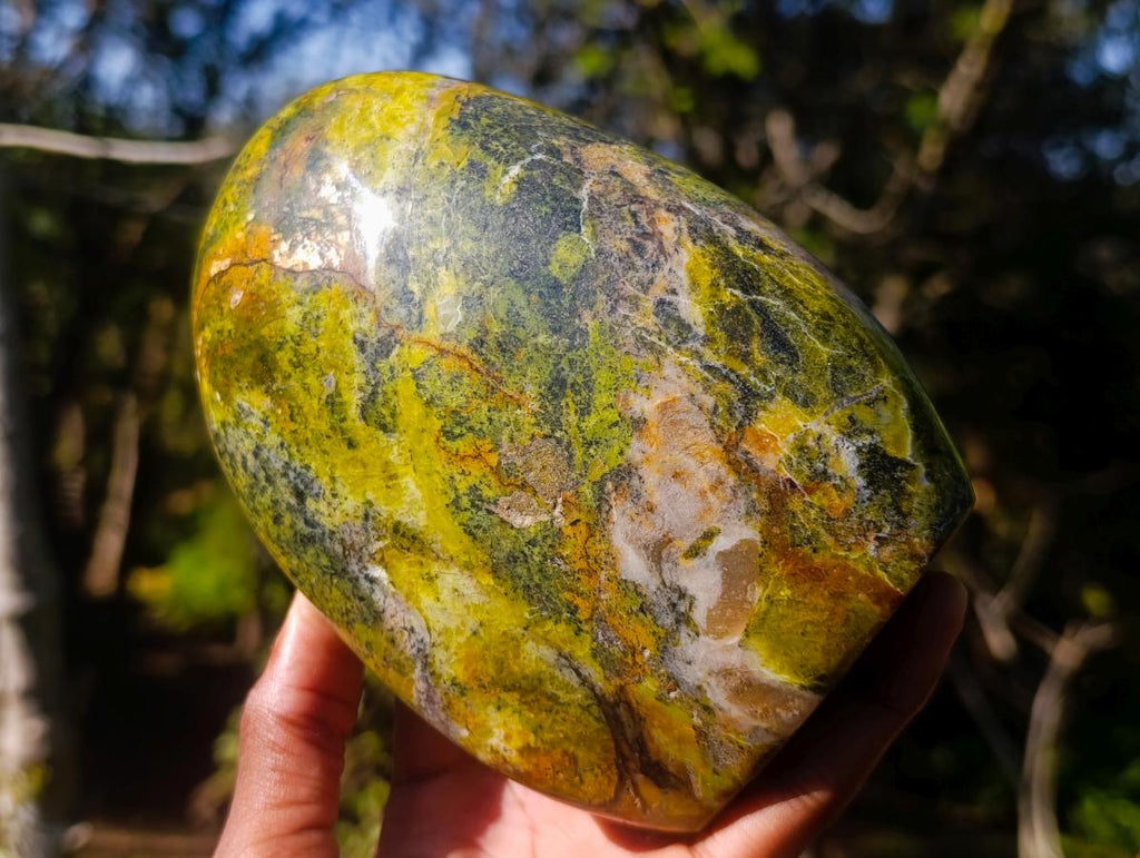 Polished Large Green Opal Standing Display Piece x 1 From Betroka, Madagascar