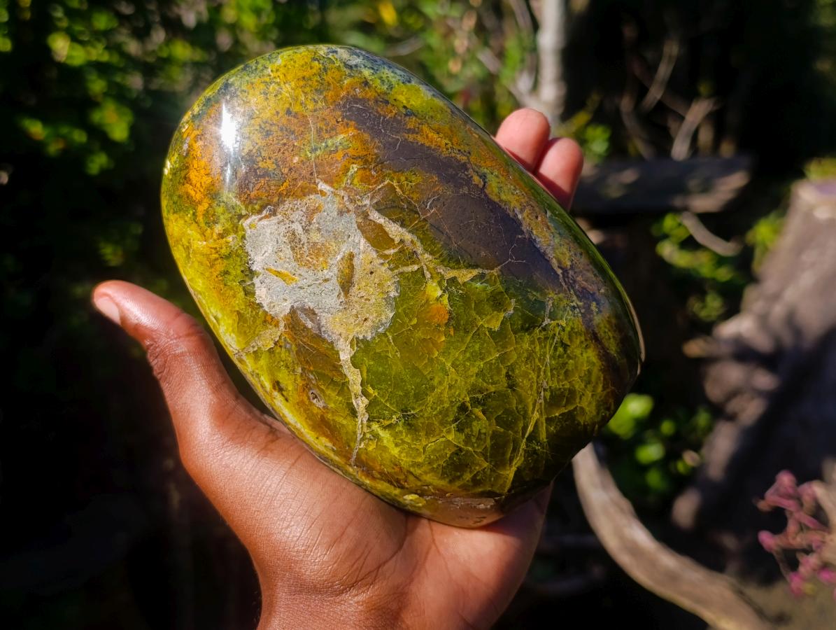 Polished Large Green Opal Standing Display Piece x 1 From Betroka, Madagascar