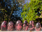 Polished Rhodonite Standing Display Pieces x 6 From Ambindavato, Madagascar