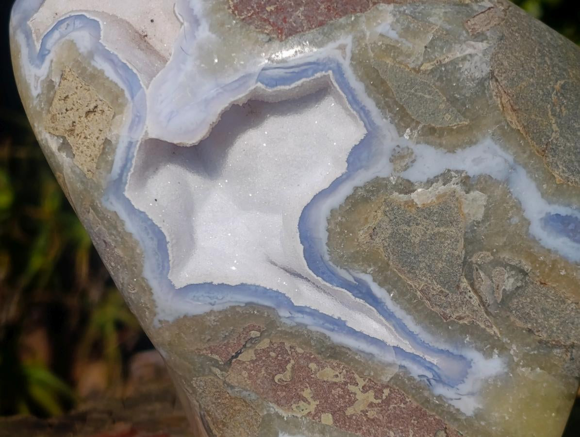 Polished XL Blue Lace Agate Standing Display Piece x 1 From Nsanje, Malawi