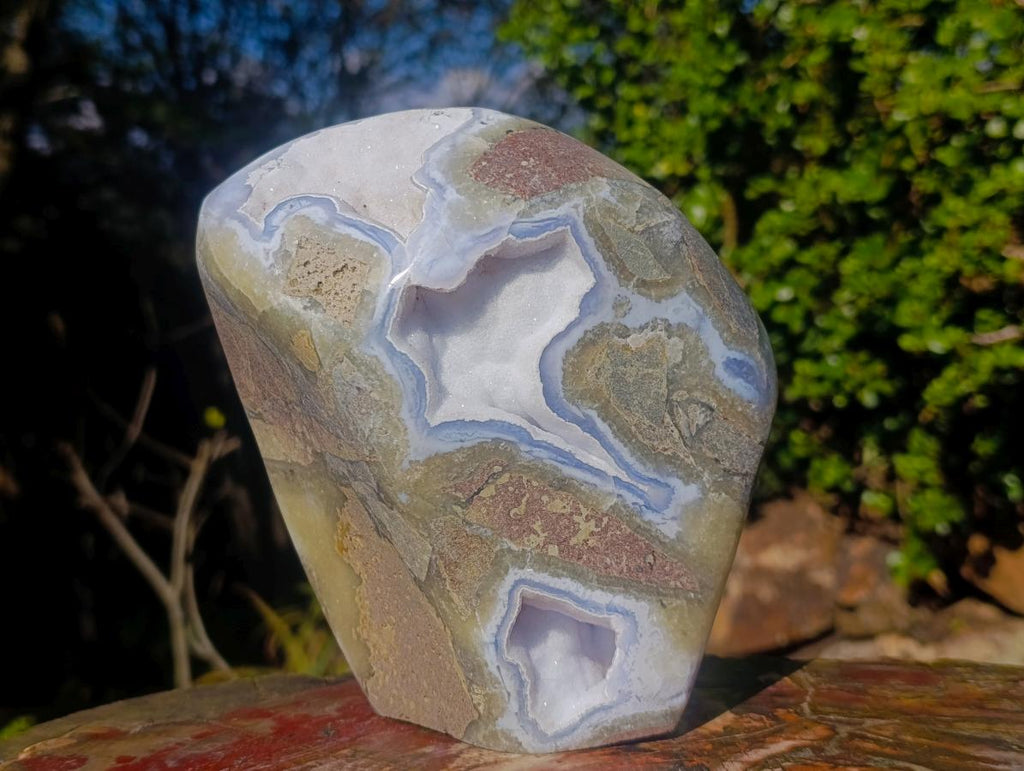 Polished XL Blue Lace Agate Standing Display Piece x 1 From Nsanje, Malawi - Toprock Gemstones and Minerals 
