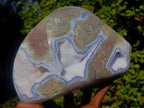 Polished XL Blue Lace Agate Standing Display Piece x 1 From Nsanje, Malawi - Toprock Gemstones and Minerals 