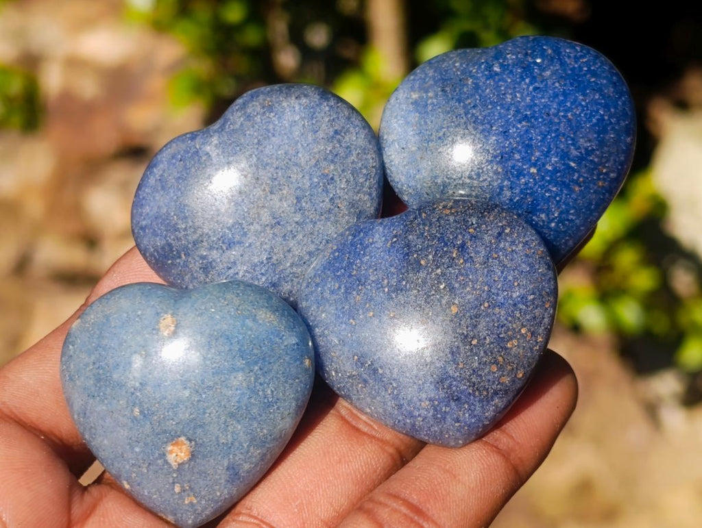 Polished Small Lazulite Gemstone Hearts x 70 From Madagascar