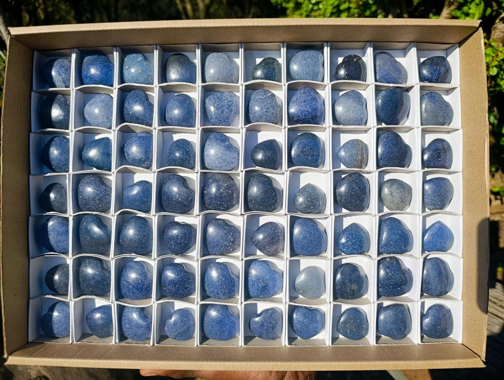 Polished Small Lazulite Gemstone Hearts x 70 From Madagascar