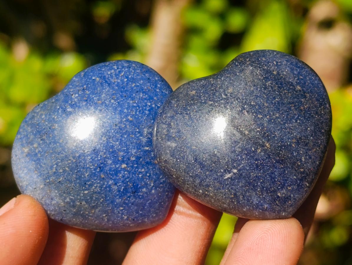 Polished Small Lazulite Gemstone Hearts x 70 From Madagascar