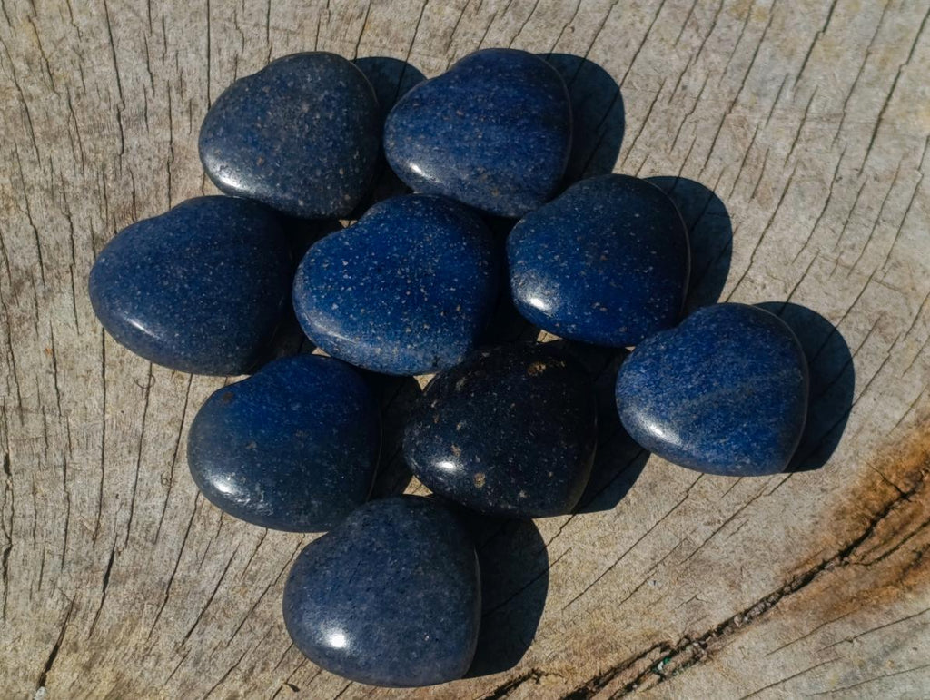 Polished Small Lazulite Gemstone Hearts x 70 From Madagascar