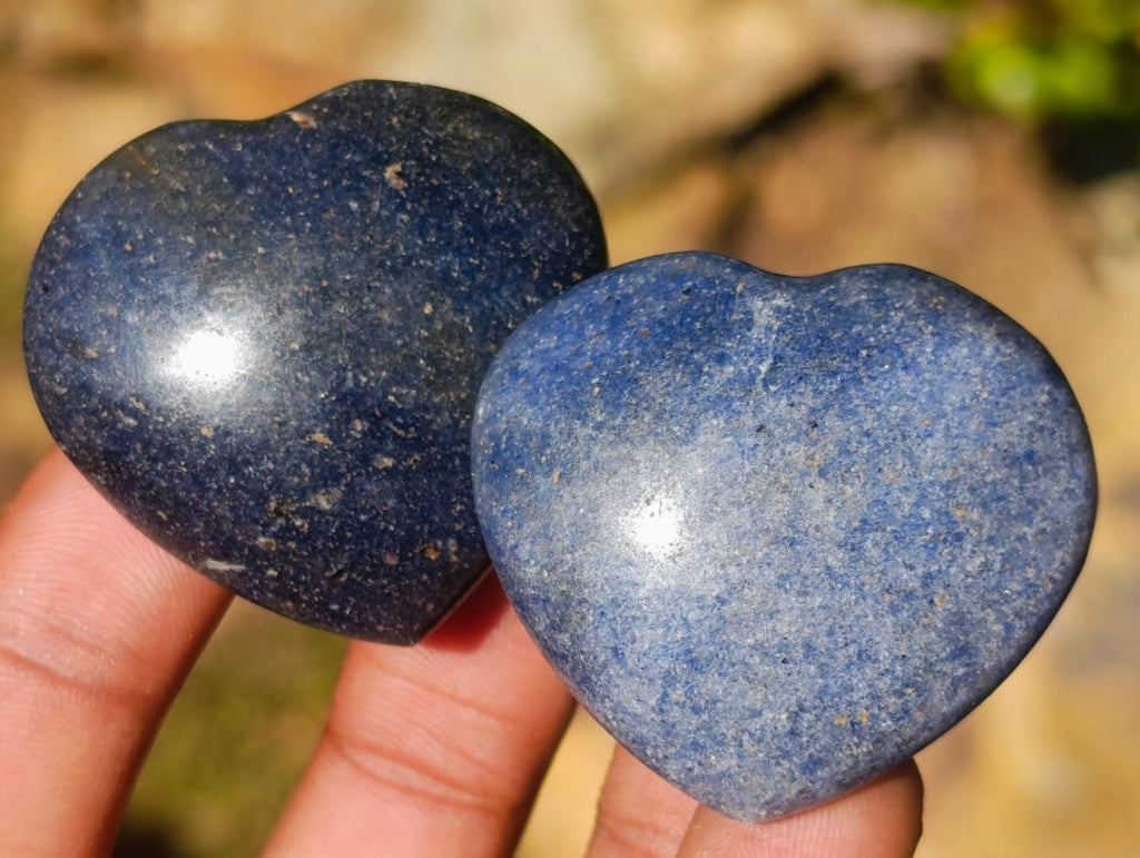 Polished Small Lazulite Gemstone Hearts x 70 From Madagascar
