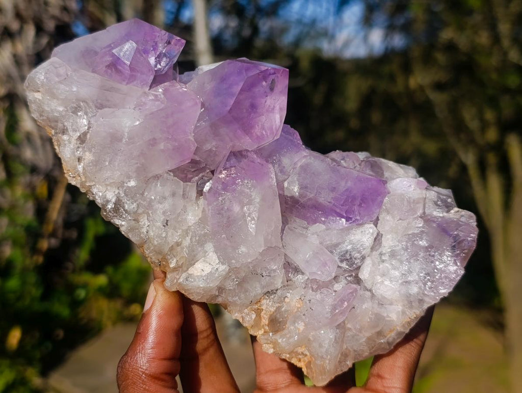 Natural Jacaranda Amethyst Crystal Clusters x 2 From Mumbwa, Zambia - Toprock Gemstones and Minerals 