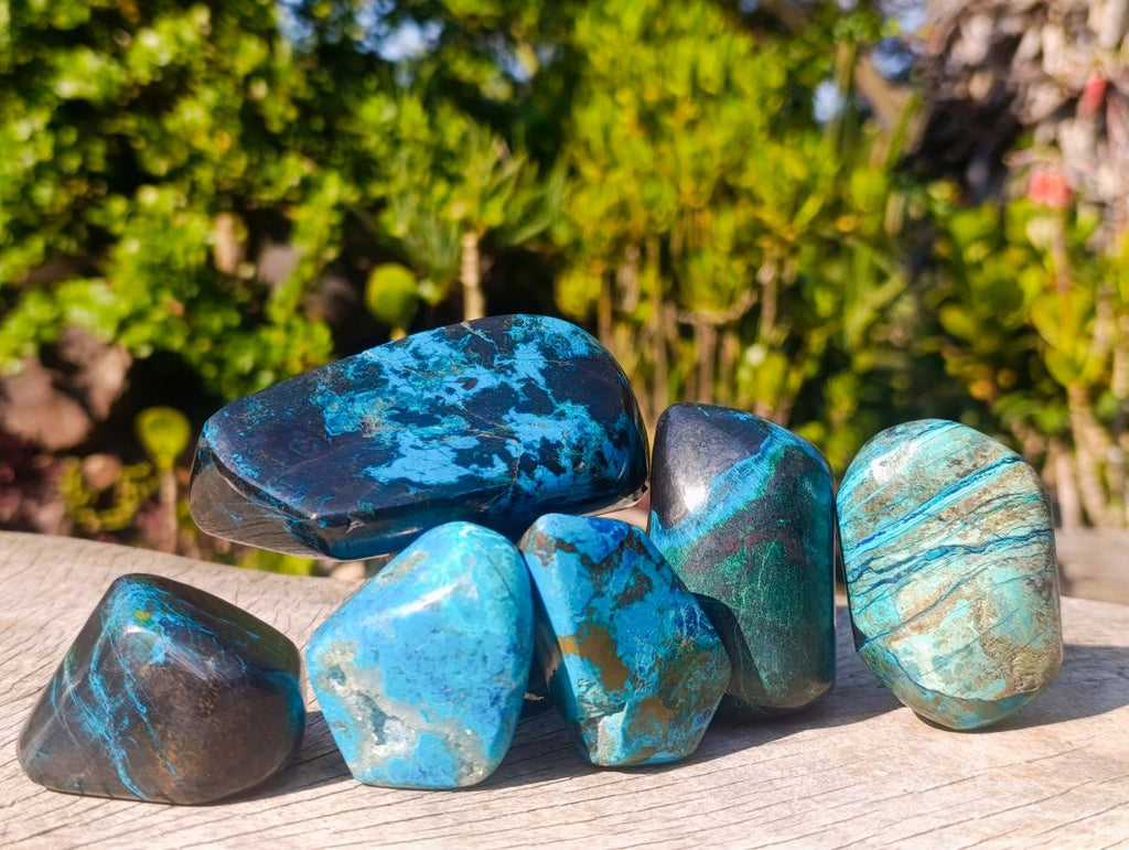 Polished Shattuckite Free Forms x 6 From Kaokoveld, Namibia - Toprock Gemstones and Minerals 
