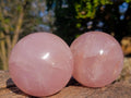 Polished Gemmy Star Rose Quartz Spheres x 3 From Madagascar