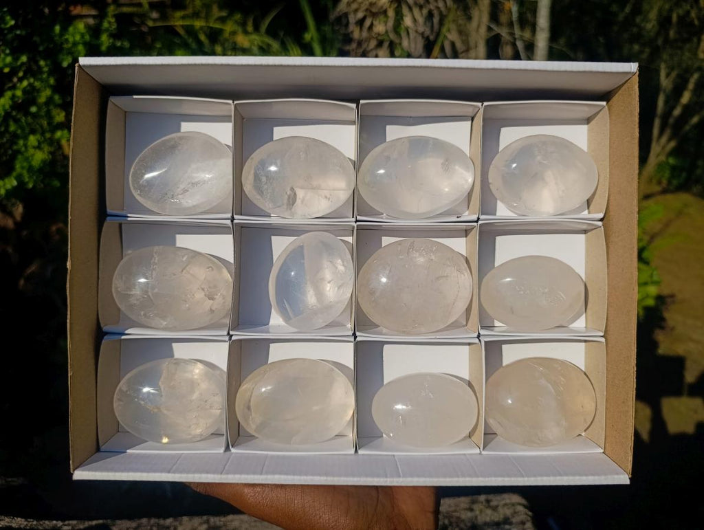 Polished Rock Crystal Galets x 12 From Amoron’i Mania, Madagascar - Toprock Gemstones and Minerals 