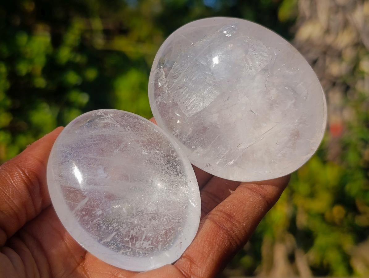 Polished Rock Crystal Galets x 12 From Amoron’i Mania, Madagascar - Toprock Gemstones and Minerals 