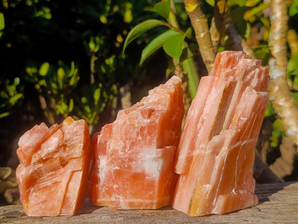 Natural Rhombohedral Sunset Orange Calcite Specimens x 12 From Spitzkop, Namibia - Toprock Gemstones and Minerals 