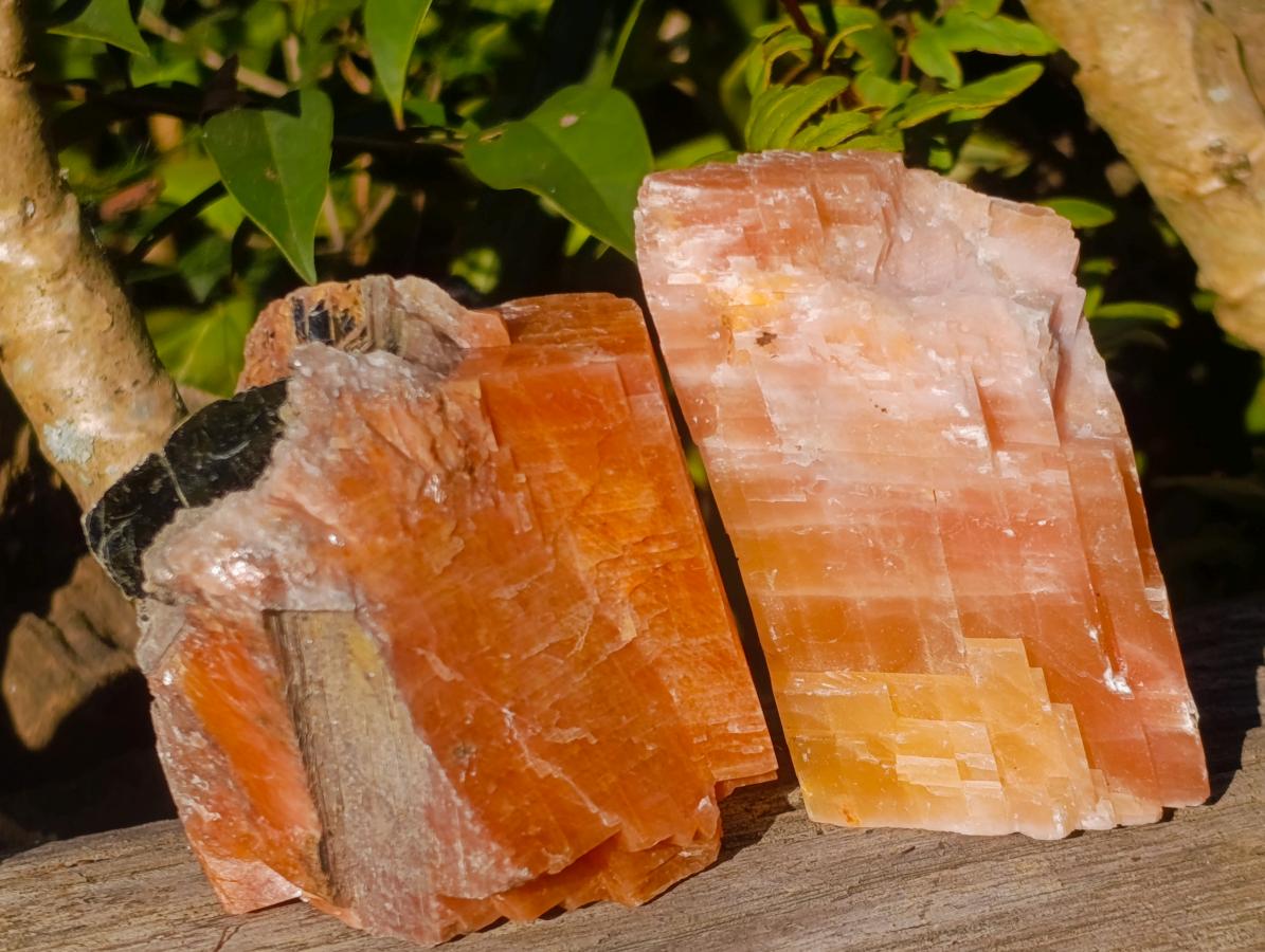 Natural Rhombohedral Sunset Orange Calcite Specimens x 12 From Spitzkop, Namibia - Toprock Gemstones and Minerals 