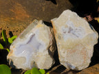 Polished On One Side Blue Lace Agate Geodes x 12 From Nsanje, Malawi - Toprock Gemstones and Minerals 