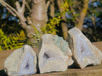 Polished On One Side Blue Lace Agate Geodes x 12 From Nsanje, Malawi - Toprock Gemstones and Minerals 