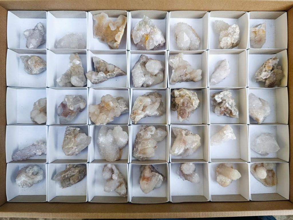 Natural White Spirit Quartz Crystal Clusters x 35 From Boekenhouthoek, South Africa - Toprock Gemstones and Minerals 