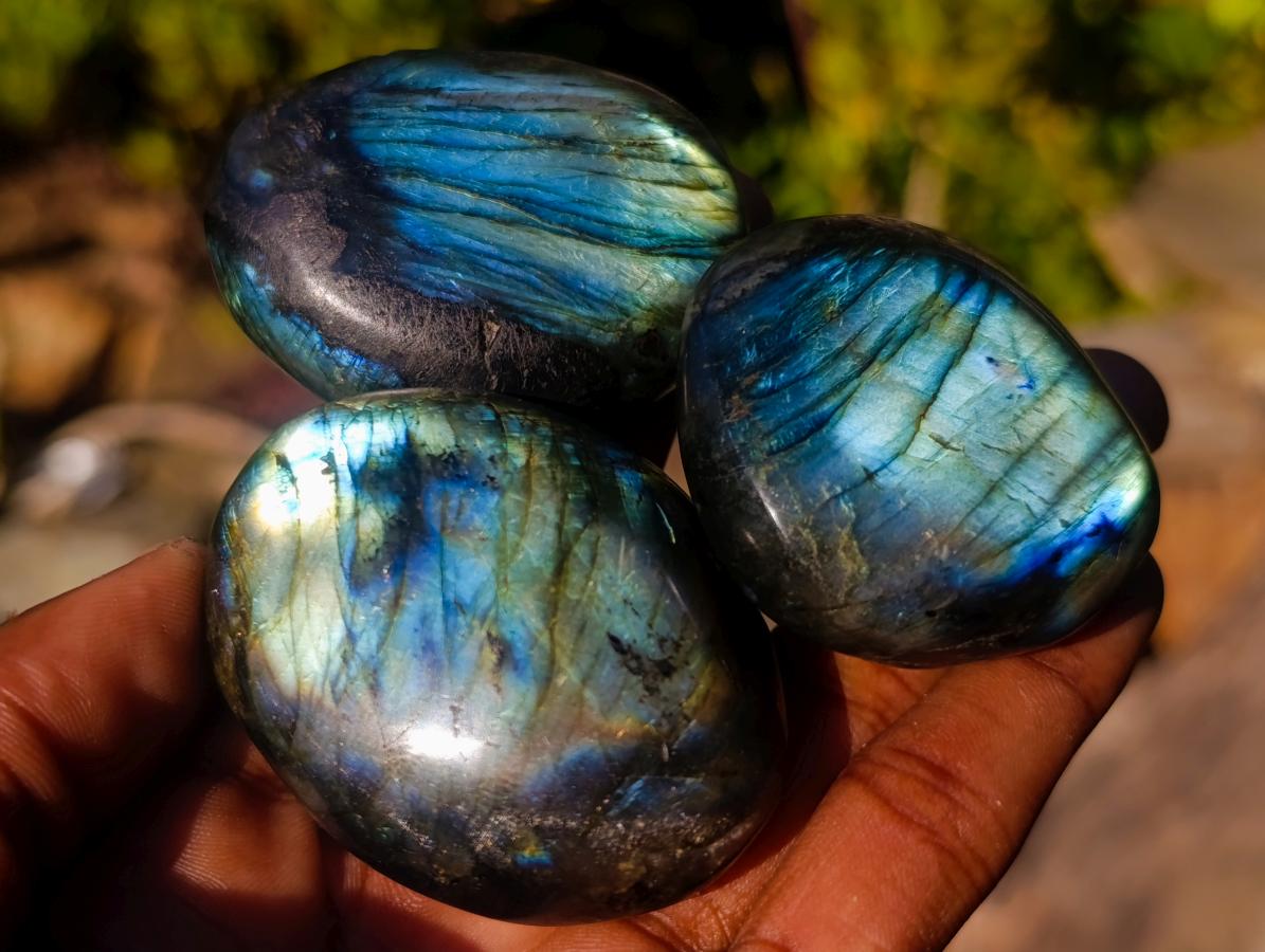 Polished Labradorite Palm Stones x 24 From Madagascar - Toprock Gemstones and Minerals 