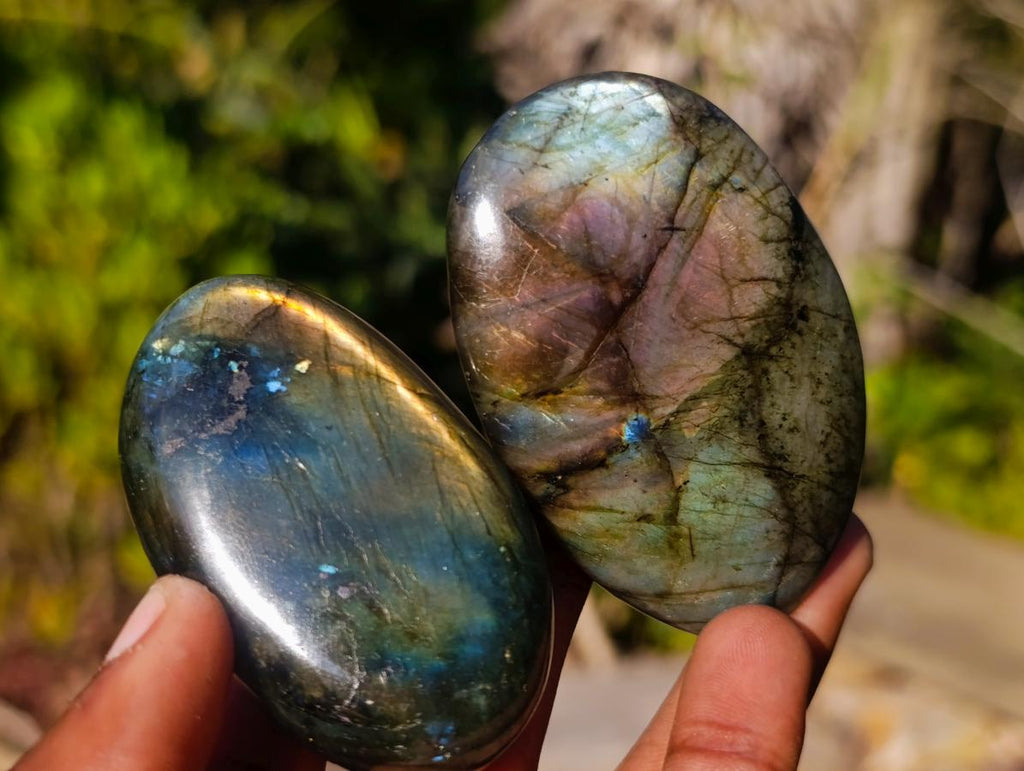 Polished Labradorite Palm Stones x 24 From Madagascar - Toprock Gemstones and Minerals 