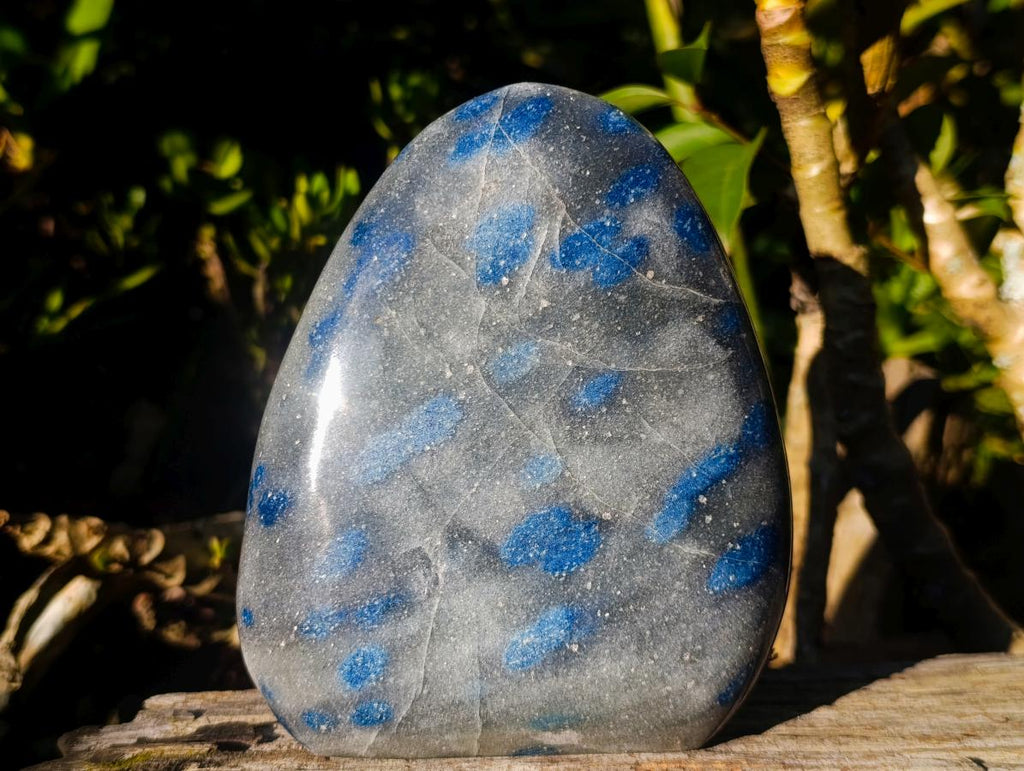 Polished Blue Spotted Spinel in Quartz Standing Display Pieces x 2 From Madagascar - Toprock Gemstones and Minerals 