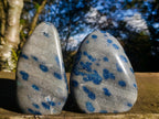 Polished Blue Spotted Spinel in Quartz Standing Display Pieces x 2 From Madagascar - Toprock Gemstones and Minerals 