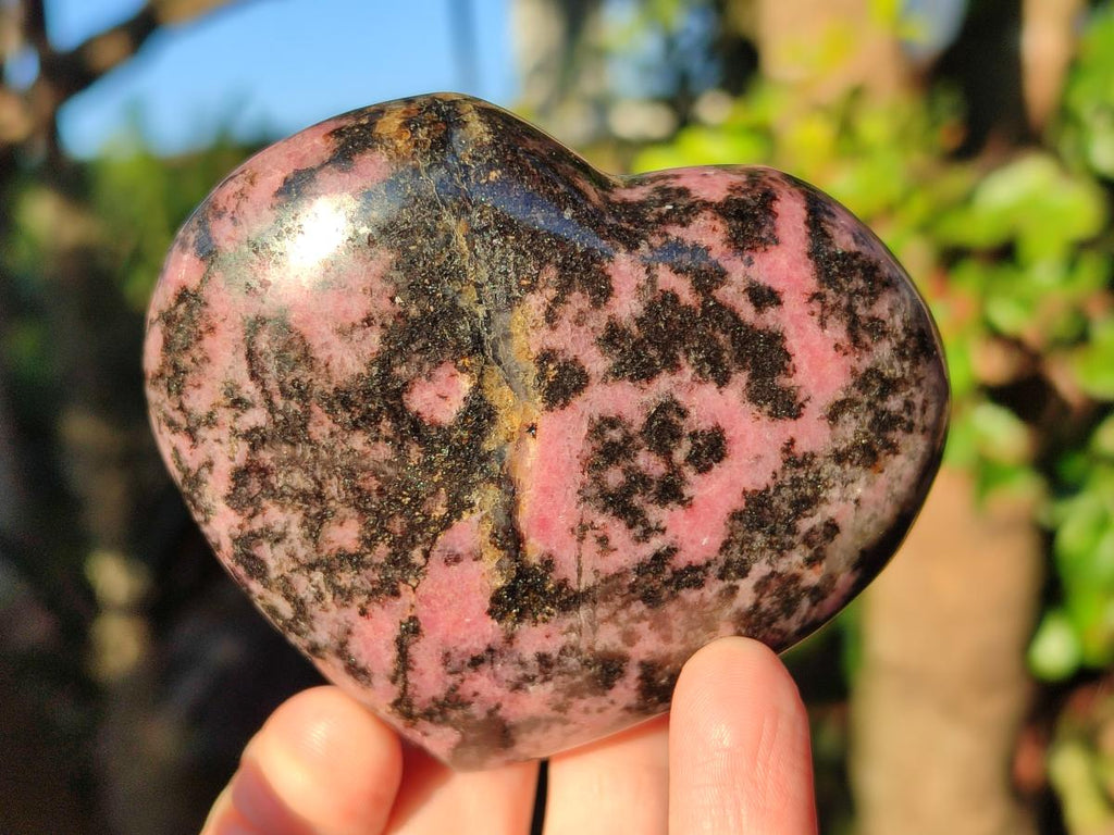 Polished Rhodonite Gemstone Hearts x 4 From Ambindavato, Madagascar - Toprock Gemstones and Minerals 
