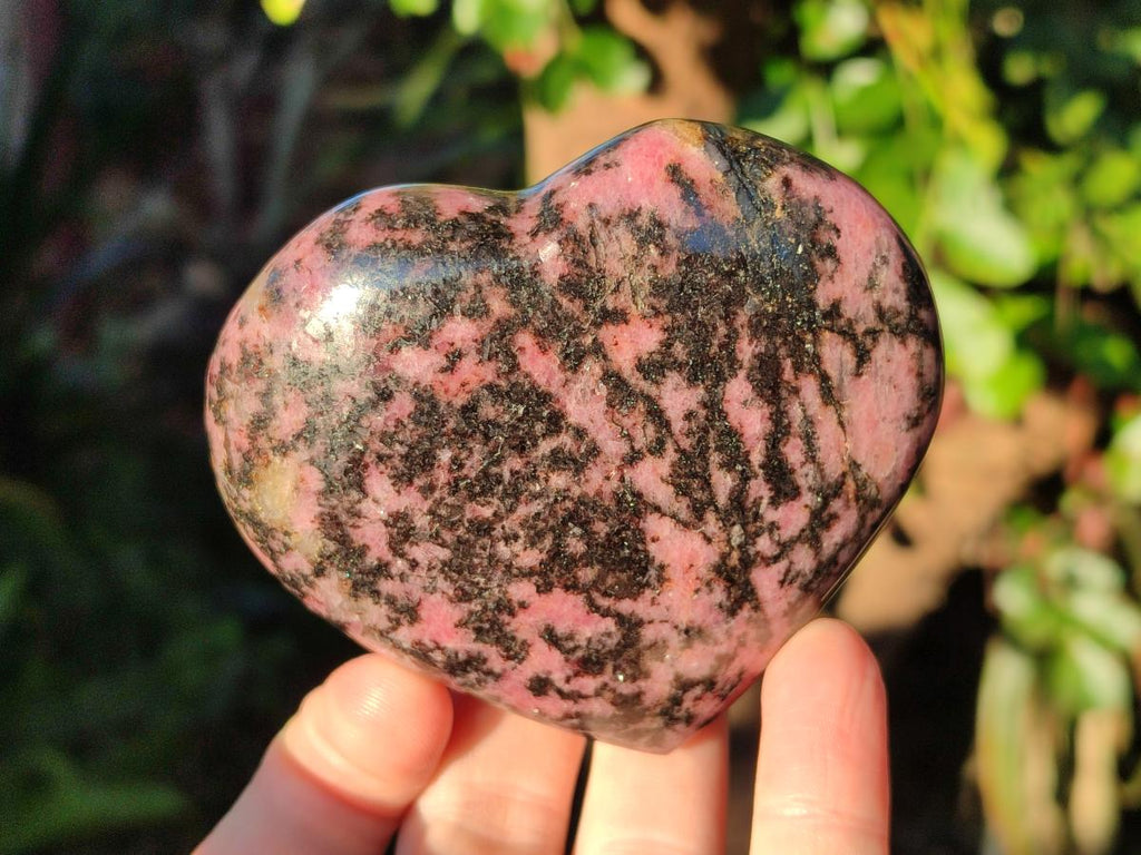 Polished Rhodonite Gemstone Hearts x 4 From Ambindavato, Madagascar - Toprock Gemstones and Minerals 
