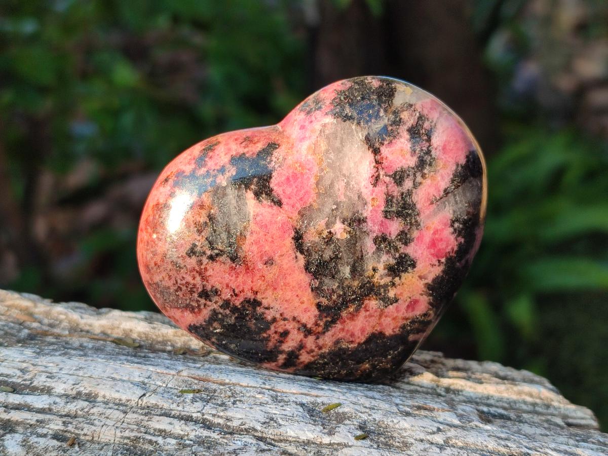 Polished Rhodonite Gemstone Hearts x 4 From Ambindavato, Madagascar - Toprock Gemstones and Minerals 