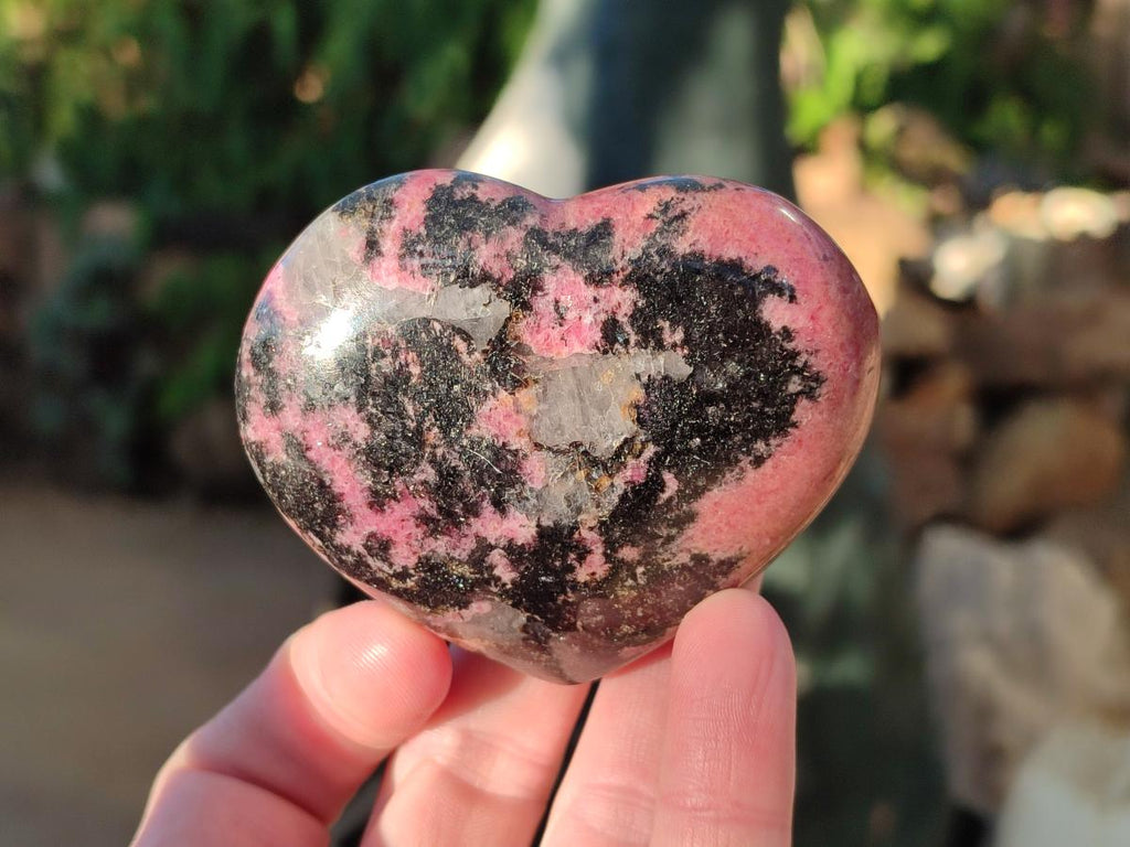 Polished Rhodonite Gemstone Hearts x 4 From Ambindavato, Madagascar - Toprock Gemstones and Minerals 