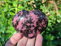 Polished Rhodonite Gemstone Hearts x 4 From Ambindavato, Madagascar - Toprock Gemstones and Minerals 