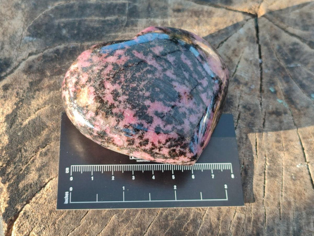 Polished Rhodonite Gemstone Hearts x 4 From Ambindavato, Madagascar - Toprock Gemstones and Minerals 