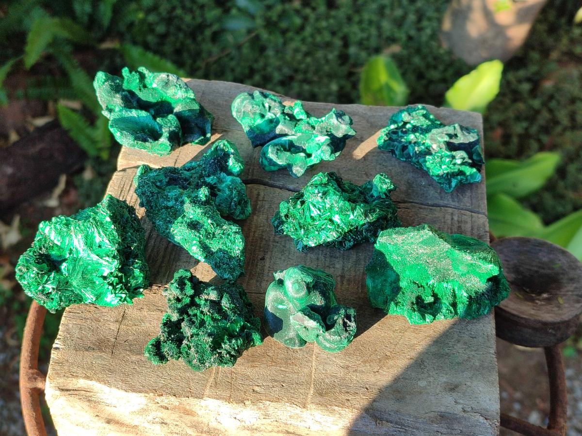 Natural Silky Malachite Specimens x 12 From Kasompe, Congo - Toprock Gemstones and Minerals 