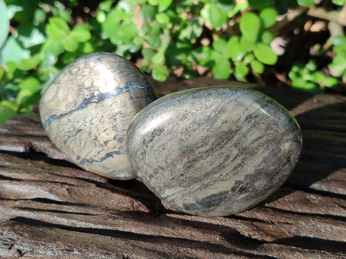 Polished Basalt Pharaoh Stone Galets x 6 From Iron Duke Mine, Zimbabwe - Toprock Gemstones and Minerals 