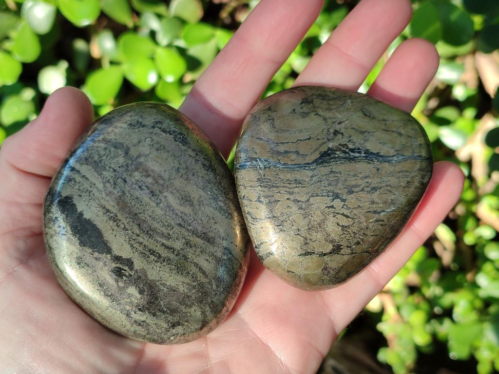 Polished Basalt Pharaoh Stone Galets x 6 From Iron Duke Mine, Zimbabwe - Toprock Gemstones and Minerals 