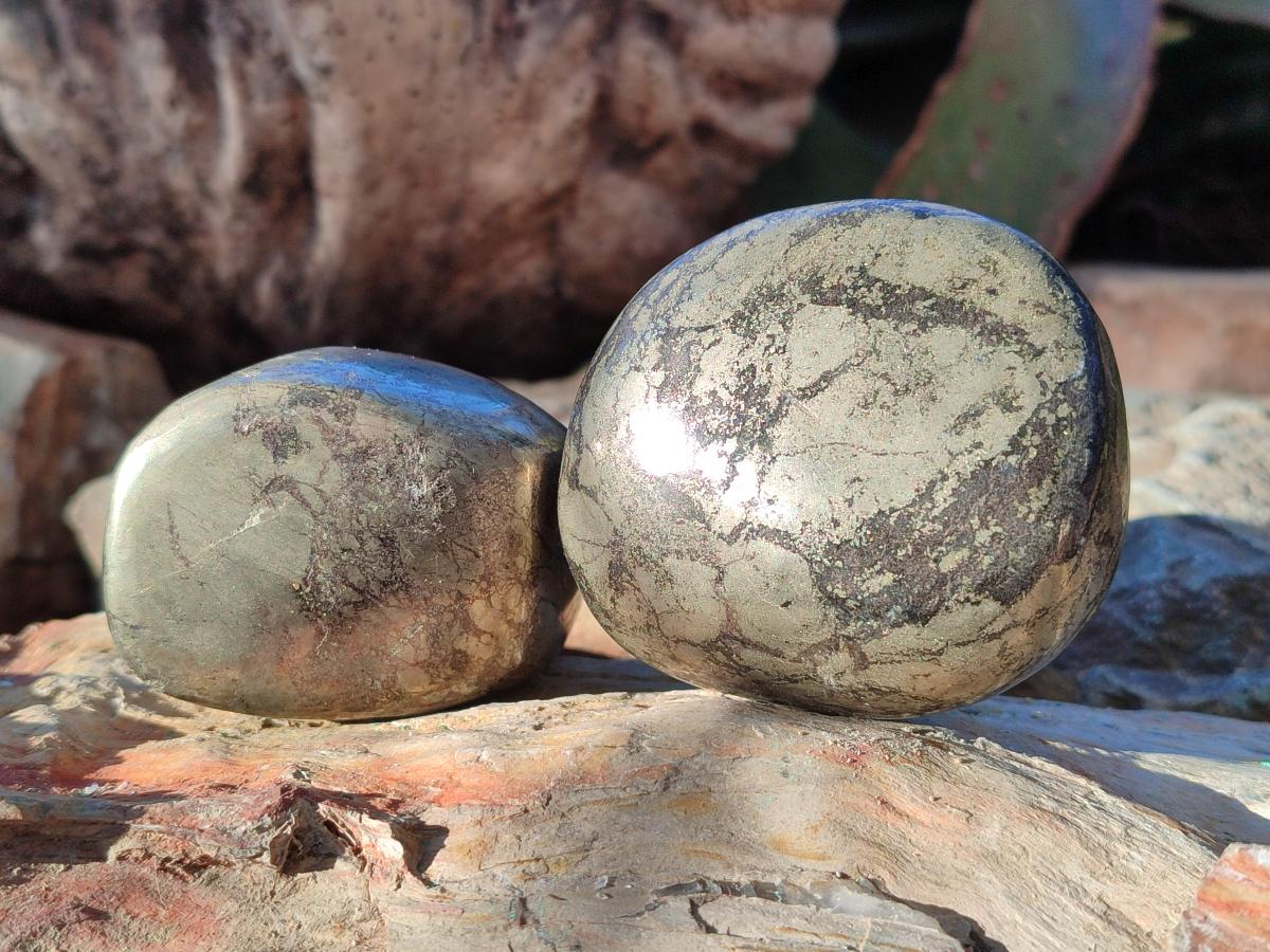 Polished Basalt Pharaoh Stone Galets x 6 From Iron Duke Mine, Zimbabwe - Toprock Gemstones and Minerals 