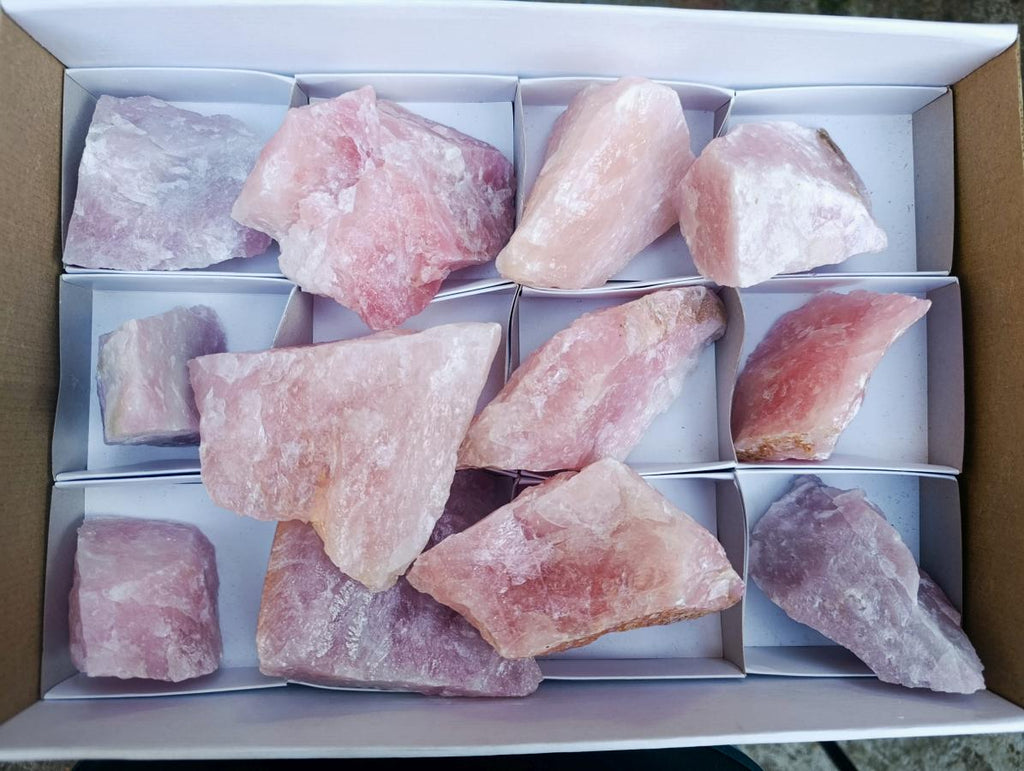 Natural Cobbed Rose Quartz Specimens x 12 From Northern Cape, South Africa - Toprock Gemstones and Minerals 
