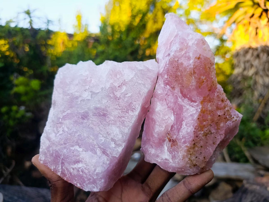 Natural Cobbed Rose Quartz Specimens x 12 From Northern Cape, South Africa - Toprock Gemstones and Minerals 